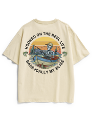 Hooked on the Reel Life Unisex Heavyweight Cotton T-Shirt