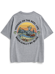 Hooked on the Reel Life Unisex Heavyweight Cotton T-Shirt