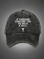 If Genders Confuse You Go Milk A Bull Pattern Washed Hats