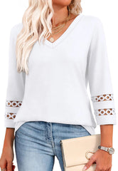 2025 New Womens 3/4 Length Sleeve Tops Trendy V Neck T Shirts(buy 3 free shipping)