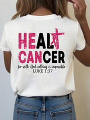Camiseta inspiradora para mujeres con concienciación sobre el cáncer de mama y sanación del cáncer (Lucas 1:37)