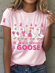 Camiseta para mujer con estampado "Just A Strong Goose" para concienciar sobre el cáncer de mama