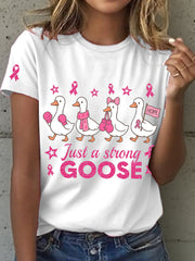 Camiseta para mujer con estampado "Just A Strong Goose" para concienciar sobre el cáncer de mama
