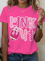Camiseta rosa con estampado de concienciación sobre el cáncer de mama para mujer