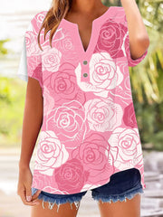Camisa floral para mujer que concientiza sobre el cáncer de mama