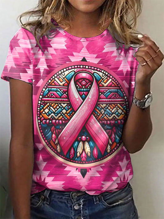 Women's Indigenous Pink Breast Cancer T-Shirts