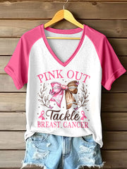 Camiseta con estampado de color en contraste para mujer sobre la concienciación del cáncer de mama