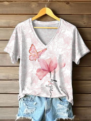 Camiseta estampada para mujer sobre la concienciación del cáncer de mama