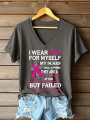 Camiseta informal con estampado de lazo rosa para mujer sobre la concienciación del cáncer de mama
