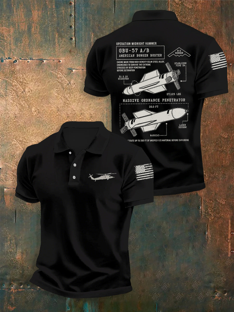 Men's USA  Airforce Print Short Sleeve Shirt