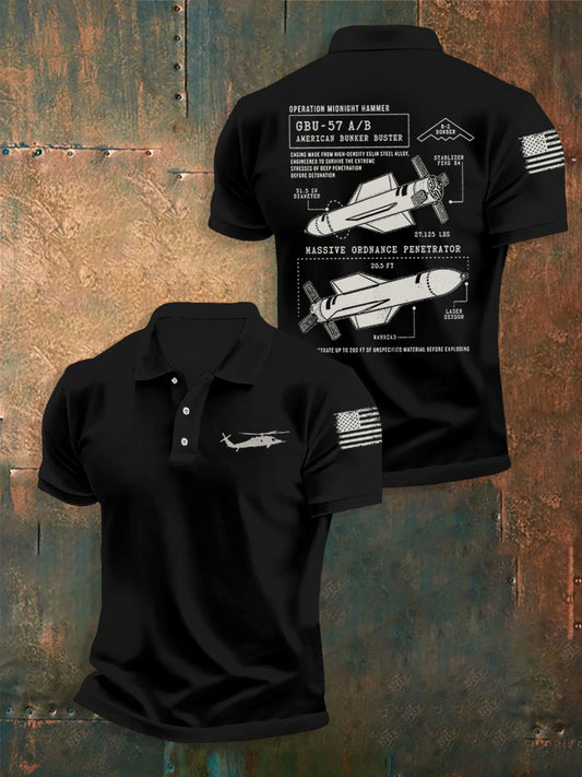 Men's USA  Airforce Print Short Sleeve Shirt