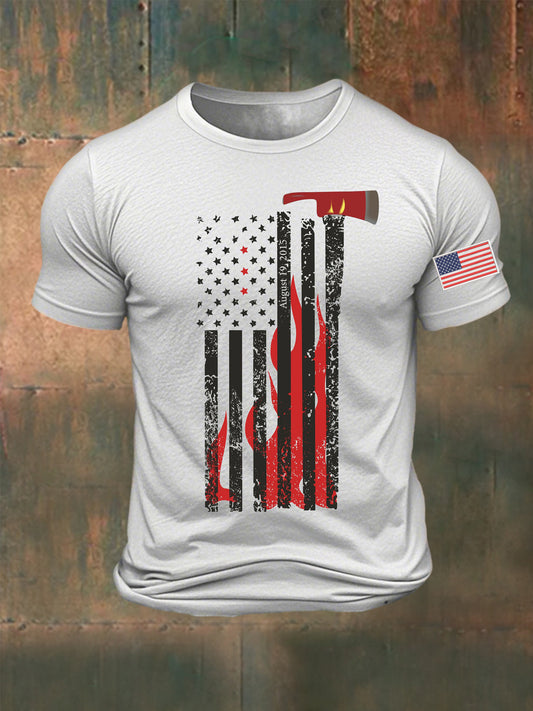 Men's American Firefighting Printed T-shirt