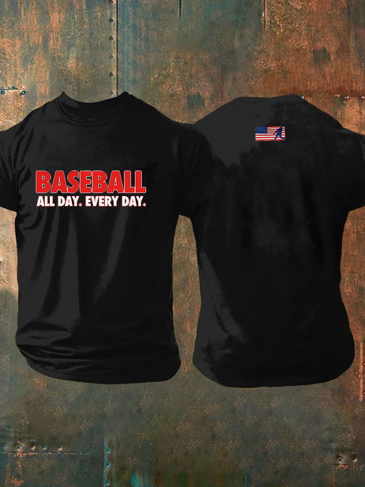 Men's Baseball Print Casual T-Shirt