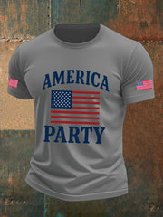 Men's American Party Printed Short-Sleeved T-shirt