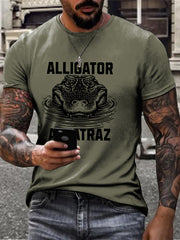 Men's Alligator Alcatraz Funny Florida Everglades Dark Humor Printed T-shirt