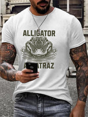 Men's Alligator Alcatraz Funny Florida Everglades Dark Humor Printed T-shirt