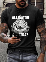 Men's Alligator Alcatraz Funny Florida Everglades Dark Humor Printed T-shirt