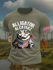 Men's Alligator Alcatraz Funny Florida Everglades Dark Humor Printed T-shirt