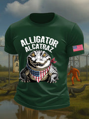 Men's Alligator Alcatraz Funny Florida Everglades Dark Humor Printed T-shirt