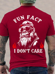 Men's Fun Fact I Don't Care Funny Skeleton Quote Attitude Tee