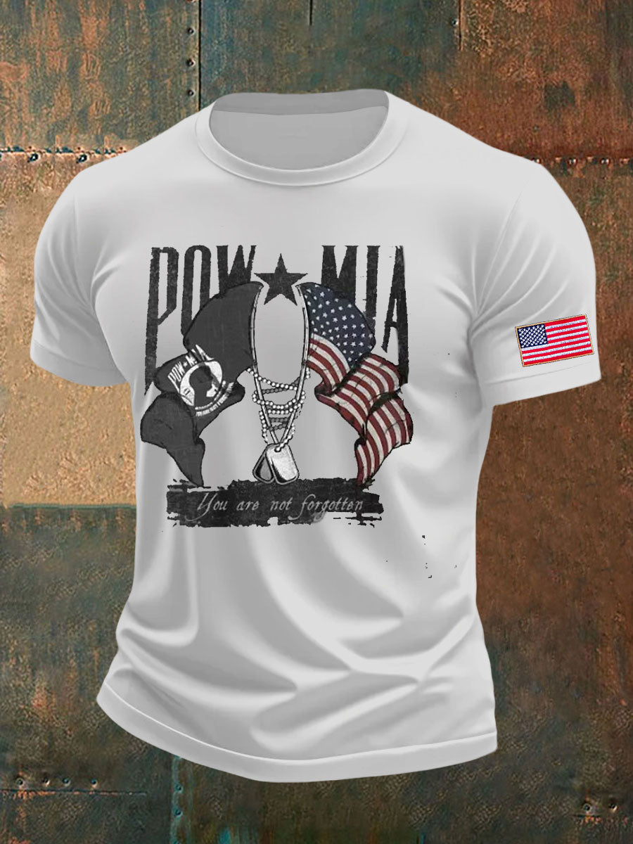 Men's Pow-Mia Flag Veteran Printed T-shirt