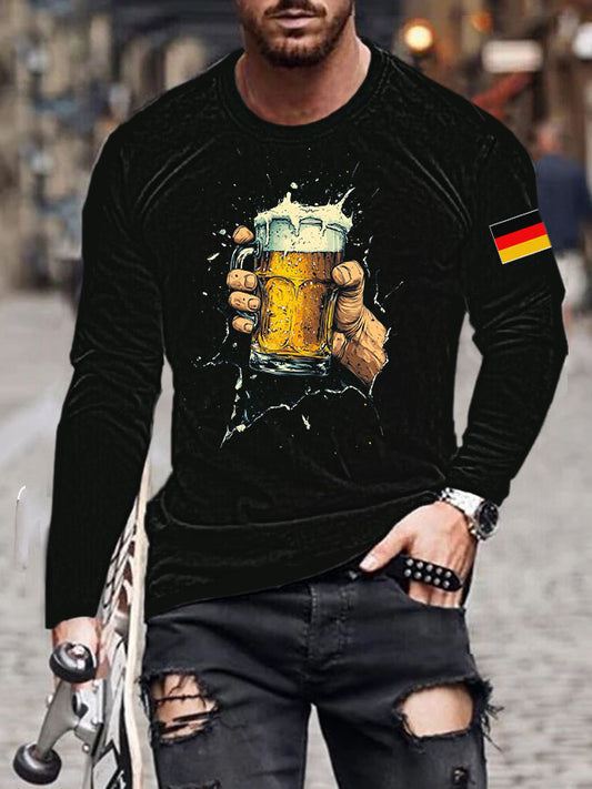 Men's CrewGerman Oktoberfest In Munich Printed Long Sleeve T-Shirt