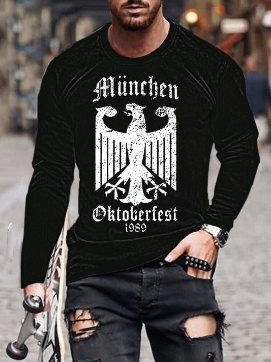 Men's CrewGerman Oktoberfest In Munich Printed Long Sleeve T-Shirt