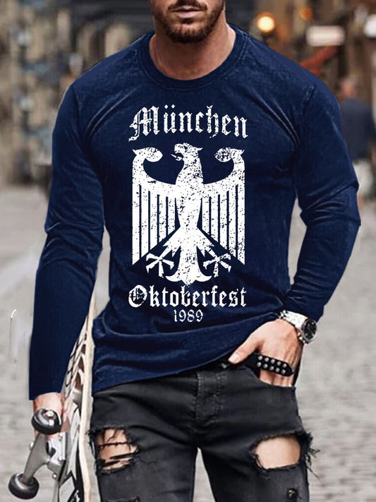 Men's CrewGerman Oktoberfest In Munich Printed Long Sleeve T-Shirt