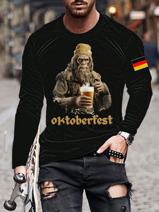 Men's CrewGerman Oktoberfest In Munich Printed Long Sleeve T-Shirt