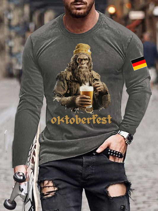 Men's CrewGerman Oktoberfest In Munich Printed Long Sleeve T-Shirt