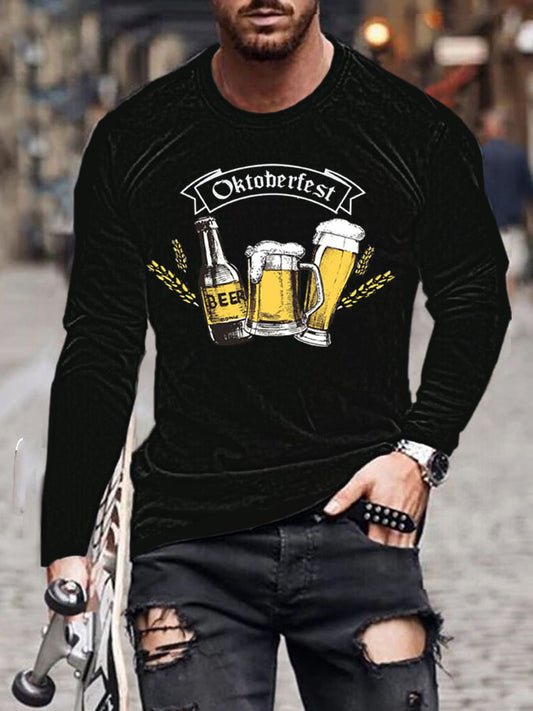 Men's CrewGerman Oktoberfest In Munich Printed Long Sleeve T-Shirt