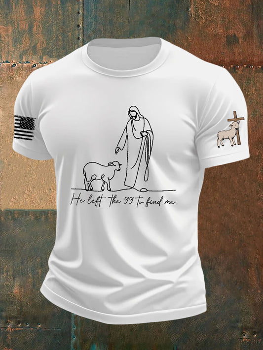 Men's Christian He Left the 99 to Find Me Short Sleeve T-shirt