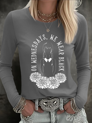 Women's Halloween Wednesday We Wear Black PrintedT-shirt