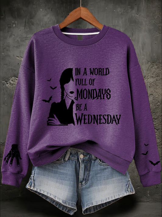 Women's Halloween Be A Wednesday Printed Sweatshirt