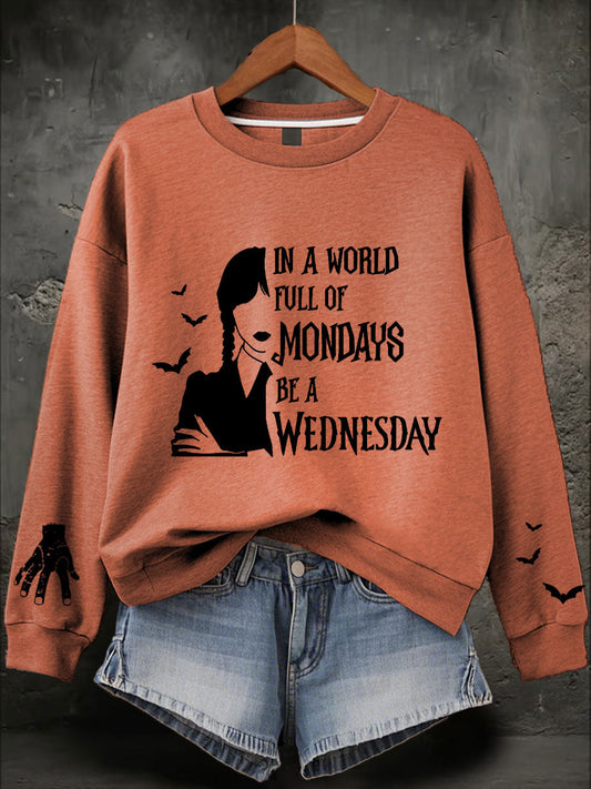 Women's Halloween Be A Wednesday Printed Sweatshirt
